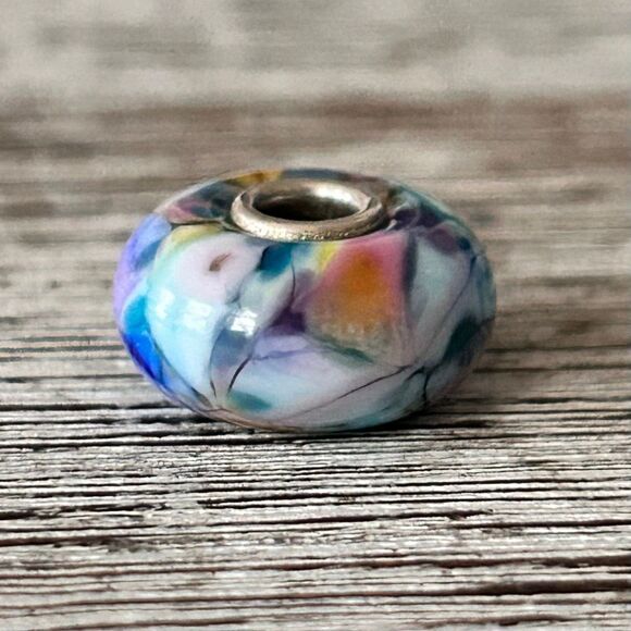Summersday Artisan Trollbeads Style Trollstone Pastel Muted Blue Purple Teal NEW - Picture 8 of 11